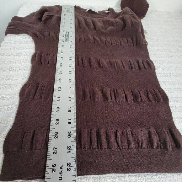 Audrey Talbott Carmel Womens Brown Silk Cashmere Textured Ruched Sweater Medium - Picture 7 of 7